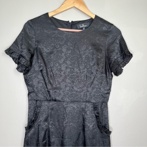Lulus Rose Were the Days Black Jacquard Dress Size Medium - Picture 8 of 10
